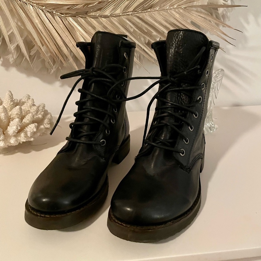 Frye black combat boots size 7